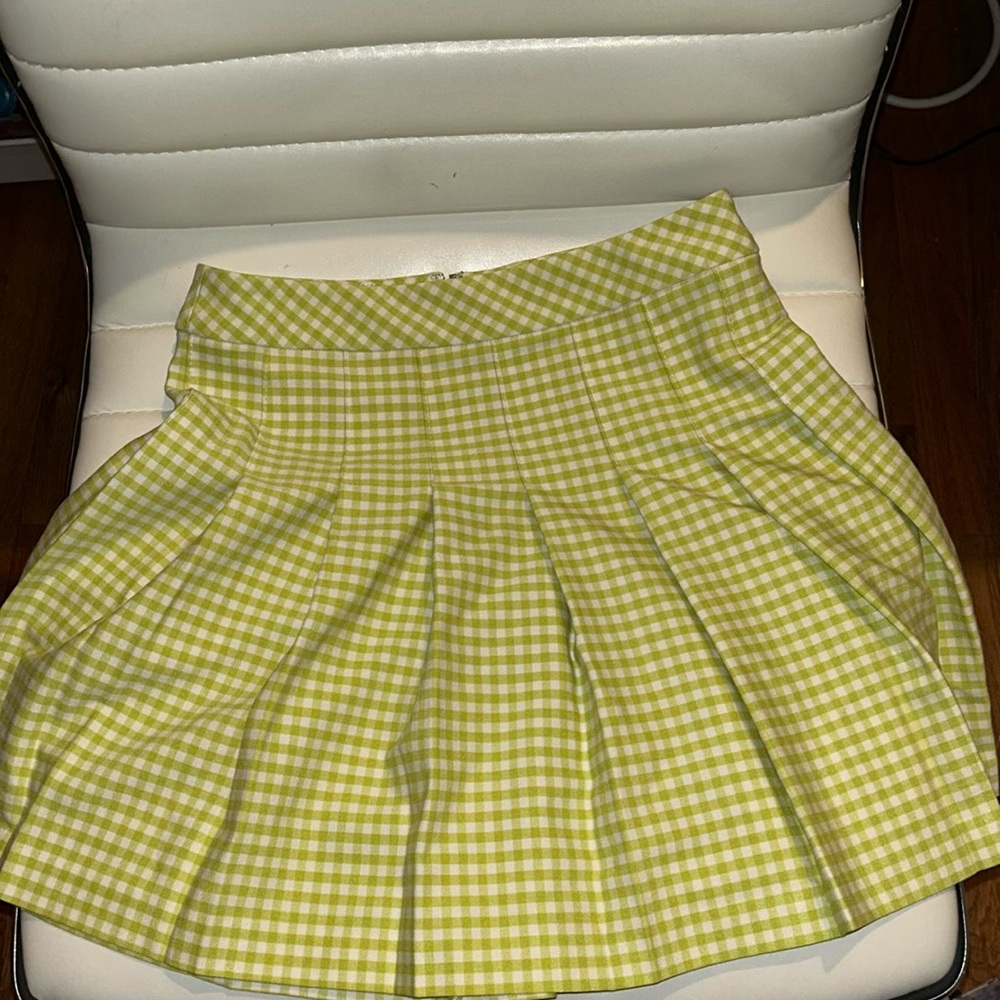 Sunday Best green and white plaid pleated skirt